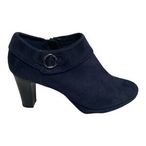 Aubrey Lynn Navy Blue Suede Ankle Booties with Buckle Women’s Size 10